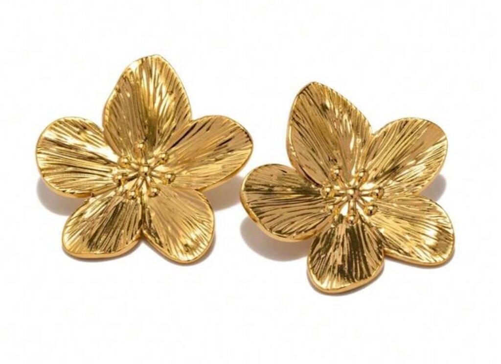 Plumeria Gold Earrings